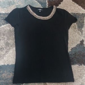 Black Blouse w/ Sequined Collar